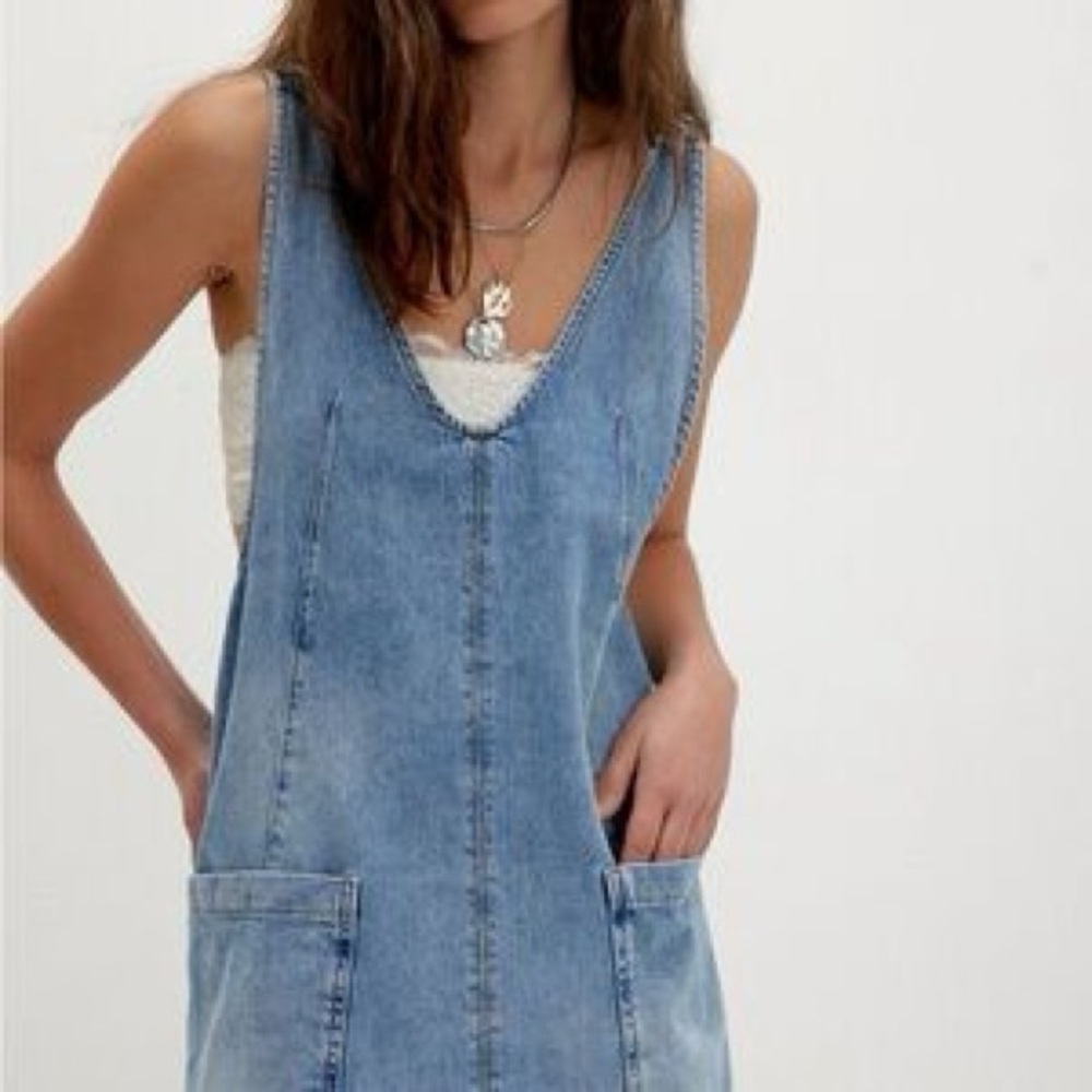 Free People Light Blue Denim Women's Overalls